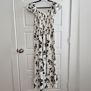 Floral Black and White Maxi Dress